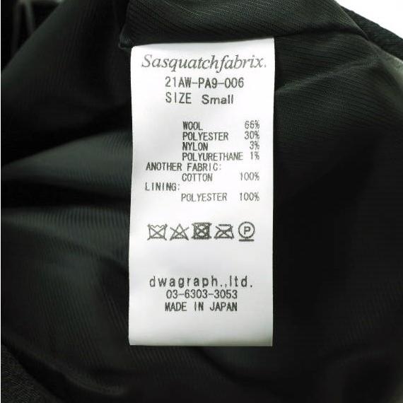 新品 SASQUATCHfabrix. サスクワァッチファブリックス 21AW SIWA SIWA WIDE SILHOETTE SLACKS 皺加工ワイドスラックス 21AW-PA9-006 S BLK |  | 09