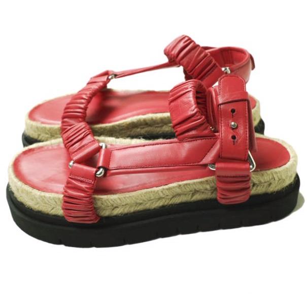 新品 3.1 Phillip Lim フィリップリム STRAPPY PLATFORM SLIDE レザーストラップ プラットフォームサンダル 37(23.5cm) RED 定価86,900円 |  | 01