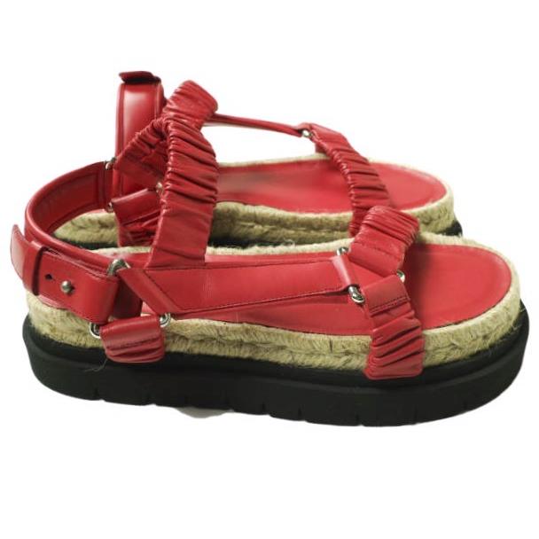 新品 3.1 Phillip Lim フィリップリム STRAPPY PLATFORM SLIDE レザーストラップ プラットフォームサンダル 37(23.5cm) RED 定価86,900円 |  | 02