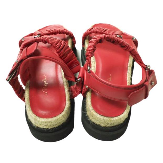 新品 3.1 Phillip Lim フィリップリム STRAPPY PLATFORM SLIDE レザーストラップ プラットフォームサンダル 37(23.5cm) RED 定価86,900円 |  | 03