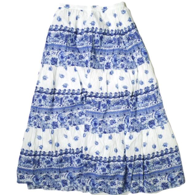 Polo by Ralph Lauren ポロバイラルフローレン フローラルコットンボイルティアードスカート 0 BLUE/WHITE 花柄 ロング ボトムス g18259 |  | 01