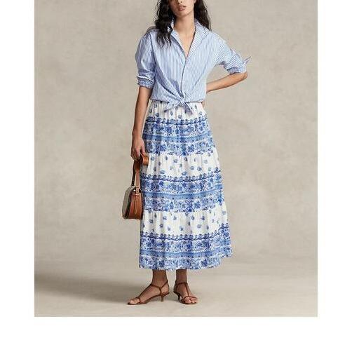 Polo by Ralph Lauren ポロバイラルフローレン フローラルコットンボイルティアードスカート 0 BLUE/WHITE 花柄 ロング ボトムス g18259 |  | 02