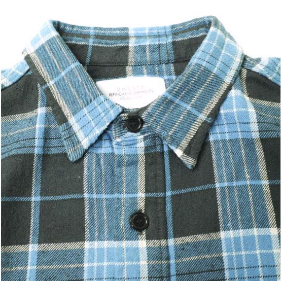 UNUSED アンユーズド 22AW 日本製 Damaged check shirt シルクコットン ダメージ加工チェックシャツ US2285 2 BLUE 長袖 ネルシャツ g18275 |  | 04