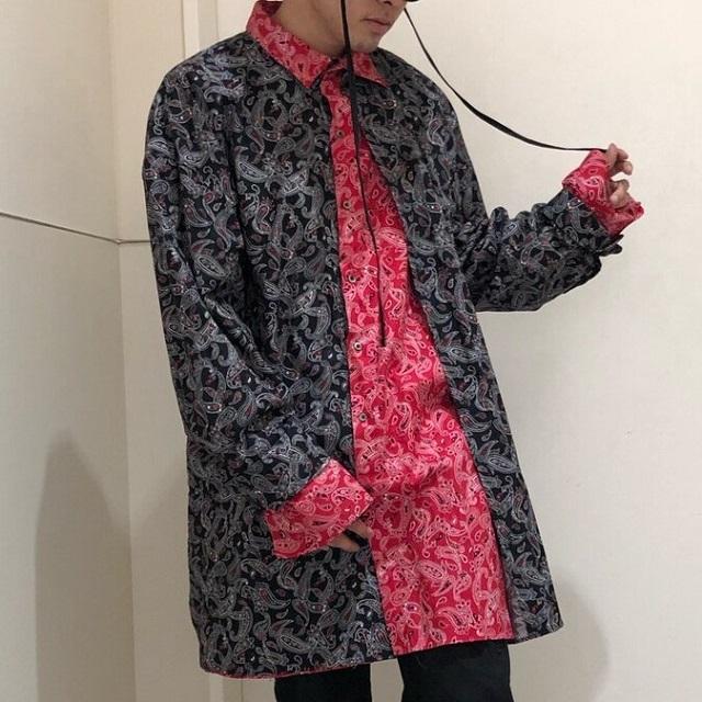 Danke Schon ダンケシェーン 日本製 ペイズリーレイヤードシャツ 183193014 Free ブラック/レッド 長袖 ドッキング トップス g18529 |  | 02