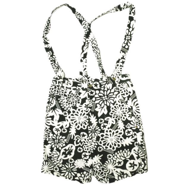 mercibeaucoup. メルシーボークー 日本製 フラワープリントサロペットショーツ MB81FF798 3 BLACK/WHITE ショートパンツ ボトムス g18634 | 