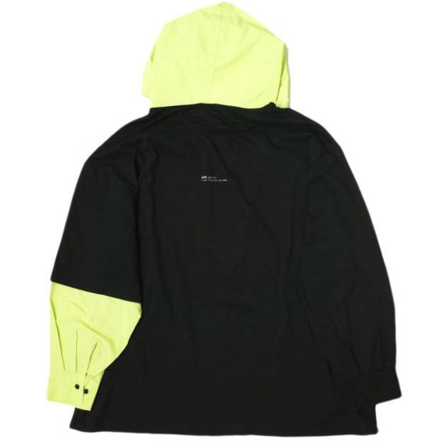 ADD SEOUL エーディーディーソウル Layered Hoodie レイヤードプルオーバーパーカー 1 BLACK/LIME オーバーサイズ トップス g18664 |  | 01