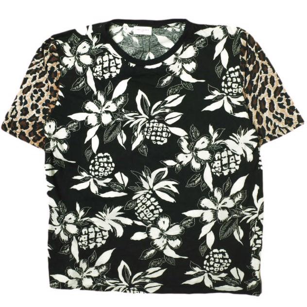 SAINT LAURENT PARIS サンローランパリ 16SS エディ期 ベイビーキャット＆フローラルプリントTシャツ TE24 454140 YB1DI 2667 S ブラック | 