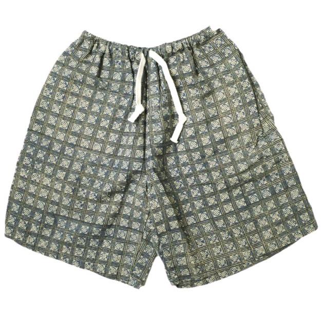 KENNETH FIELD x BEAMS PLUS ケネスフィールド 24SS 別注 EZ Shorts II Block Print バティックプリント イージーショーツ S INDIGO パンツ | 