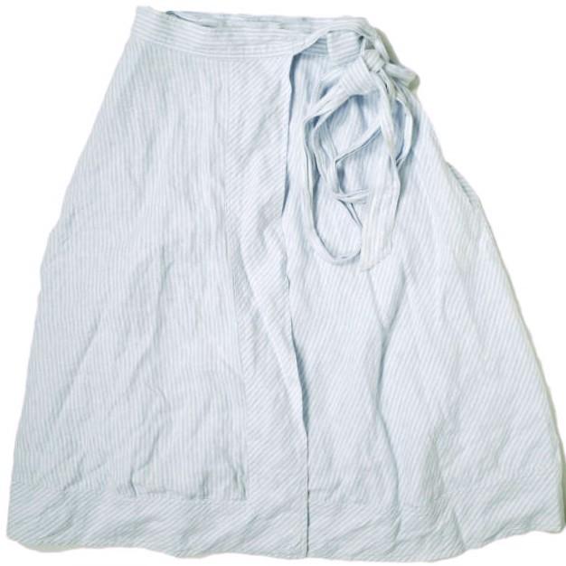 POLO RALPH LAUREN ポロ・ラルフローレン ストライプリネンラップスカート 211799317002 XS BLUE/WHITE ロング 巻き ボトムス g19102 | 