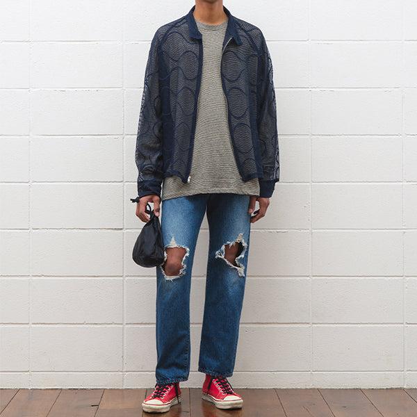 unused 23ss 2トーンウォシュ加工デニムパンツ　インディゴ UNUSED アンユーズド 23SS 日本製 13oz Ripped Denim Pants ダメージ