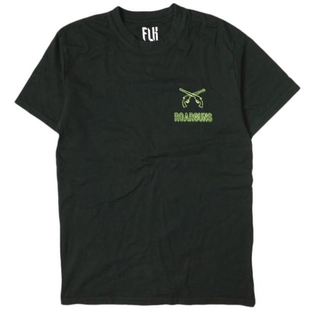 roarguns x FEELLIKE ロアーガンズ フィールライク 別注 日本製 クロスガンプリントTシャツ FLK0013 M ブラック LOVE AND PEACE g19200 | 