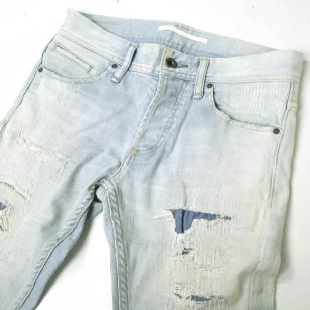 e JEANS イージーンズ 日本製 岡山児島 ダメージ＆リペア加工 スキニーデニムパンツ 171206301 0 Indigo ボタンフライ ジーンズ g19208 |  | 03