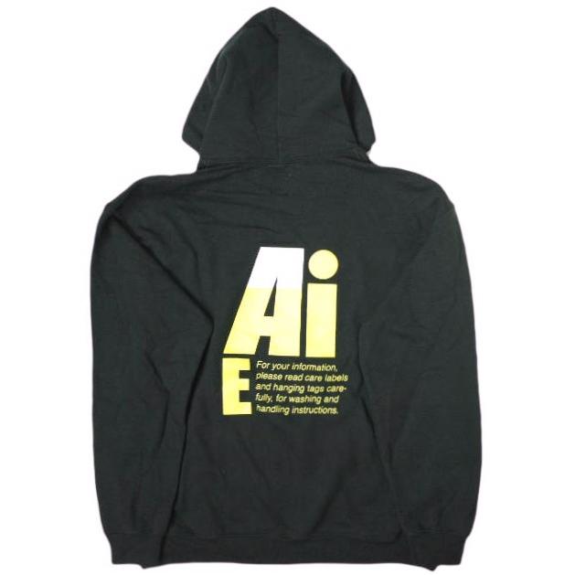 AiE (Arts in Education) エーアイイー アメリカ製 Printed Hoody - BIG AiE LOGO スウェットプルオーバーパーカー M BLACK 裏起毛 g19414 | 