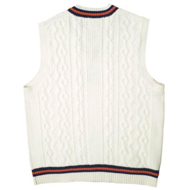 PALACE x BEAMS PLUS パレス ビームスプラス 24AW 別注 CABLE VEST ケーブルベスト 38-05-0048-156 L WHITE セーター チルデンニット Vネック トップス【新古品】【中古】【PALACE × BEAMS PLUS】 新品 PALACE x BEAMS PLUS パレス ビームスプラス 24AW 別注 CABLE