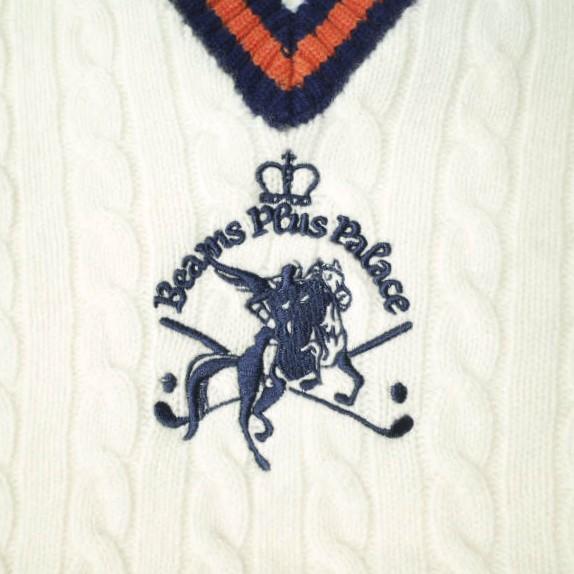 PALACE x BEAMS PLUS パレス ビームスプラス 24AW 別注 CABLE VEST ケーブルベスト 38-05-0048-156 L WHITE セーター チルデンニット Vネック トップス【新古品】【中古】【PALACE × BEAMS PLUS】 新品 PALACE x BEAMS PLUS パレス ビームスプラス 24AW 別注 CABLE