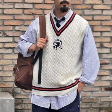 PALACE x BEAMS PLUS パレス ビームスプラス 24AW 別注 CABLE VEST ケーブルベスト 38-05-0048-156 L WHITE セーター チルデンニット Vネック トップス【新古品】【中古】【PALACE × BEAMS PLUS】 新品 PALACE x BEAMS PLUS パレス ビームスプラス 24AW 別注 CABLE
