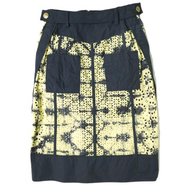 3.1 Phillip Lim フィリップリム 22SS Printed Broderie Anglaise Utility Skirt ユーティリティースカート P221-3402PBA 00 NAVY/YELLOW |  | 01
