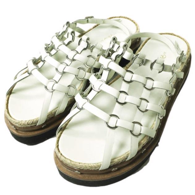3.1 Phillip Lim スリーワン フィリップリム イタリア製 レザーストラップ プラットフォームサンダル 37(24cm) ホワイト シューズ g19610 | 