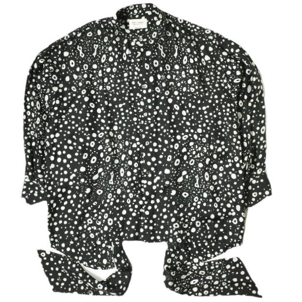 beautiful people ビューティフルピープル 21AW double-end dot silk printed flare blouse 2WAY ドットシルクブラウス 38 BLACK シャツ | 