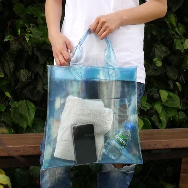 beautiful people ビューティフルピープル クリアエンボスビニールネームトートバッグ スカイブルー PVC カバン g19680 |  | 02