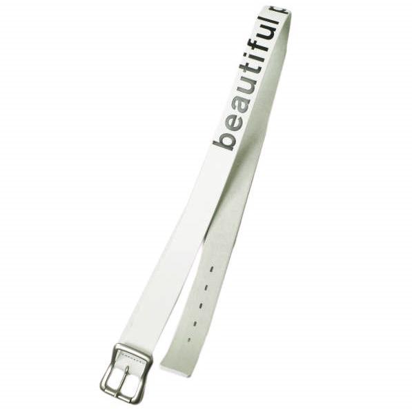 新品 beautiful people ビューティフルピープル 日本製 ビッグロゴ＆アロープリントベルト 1135511942 M OFF WHITE カウレザー g19683 |  | 01