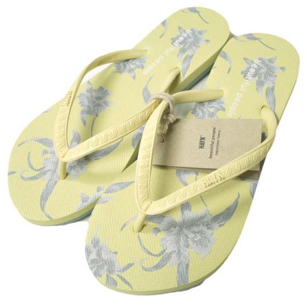 新品 beautiful people x HAYN ビューティフルピープル ハイアン 21SS 別注 beach sandals アロハ柄 ビーチサンダル 6(24cm) イエロー | 
