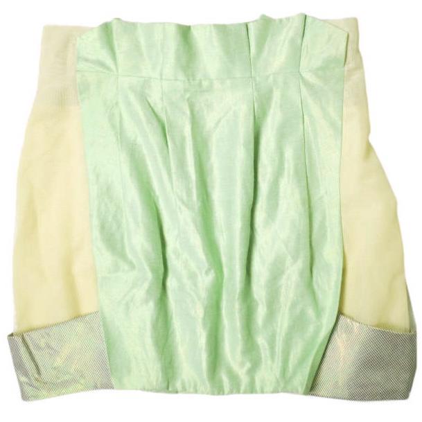 TOGA トーガ 日本製 12SS コットンリネンプリーツミニスカート TA21-FG048 2 ライトグリーン/イエロー ARCHIVES ボトムス g19692 | 