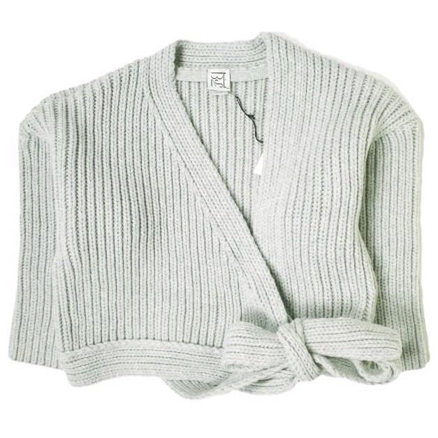 新品 BASERANGE ベースレンジ MEA WRAP リサイクルウール ローゲージラップカーディガン ONE SIZE GREY ニット 前後両用 トップス g19718 | 