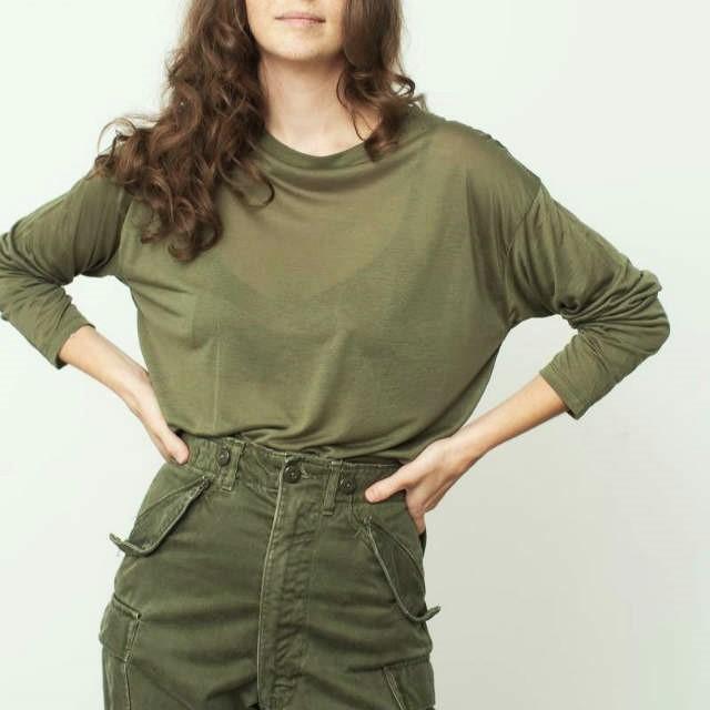 新品 BASERANGE ベースレンジ LOOSE LONG SLEEVE TEE ルーズロングスリーブTシャツ XS APACHE GREEN バンブー カットソー トップス g19731 |  | 02