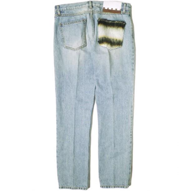 MARNI マルニ 22AW イタリア製 モヘアパッチデニムパンツ PAJD0344L0 38 Indigo 定価133,100円 モヘヤ ジーンズ ジップフライ ボトムス【新古品】【中古】【MARNI】 新品 MARNI マルニ 22AW イタリア製 モヘアパッチデニムパンツ