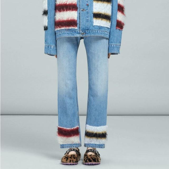 MARNI マルニ 22AW イタリア製 モヘアパッチデニムパンツ PAJD0344L0 38 Indigo 定価133,100円 モヘヤ ジーンズ ジップフライ ボトムス【新古品】【中古】【MARNI】 新品 MARNI マルニ 22AW イタリア製 モヘアパッチデニムパンツ