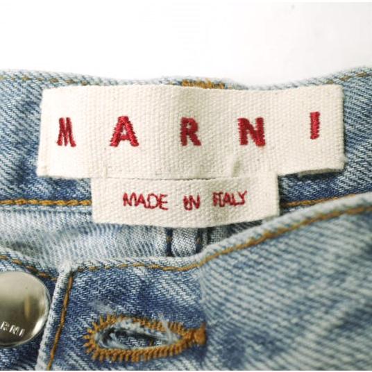MARNI マルニ 22AW イタリア製 モヘアパッチデニムパンツ PAJD0344L0 38 Indigo 定価133,100円 モヘヤ ジーンズ ジップフライ ボトムス【新古品】【中古】【MARNI】 新品 MARNI マルニ 22AW イタリア製 モヘアパッチデニムパンツ