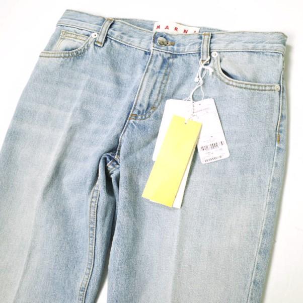MARNI マルニ 22AW イタリア製 モヘアパッチデニムパンツ PAJD0344L0 38 Indigo 定価133,100円 モヘヤ ジーンズ ジップフライ ボトムス【新古品】【中古】【MARNI】 新品 MARNI マルニ 22AW イタリア製 モヘアパッチデニムパンツ