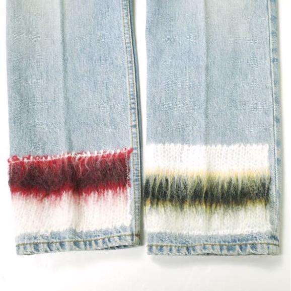MARNI マルニ 22AW イタリア製 モヘアパッチデニムパンツ PAJD0344L0 38 Indigo 定価133,100円 モヘヤ ジーンズ ジップフライ ボトムス【新古品】【中古】【MARNI】 新品 MARNI マルニ 22AW イタリア製 モヘアパッチデニムパンツ