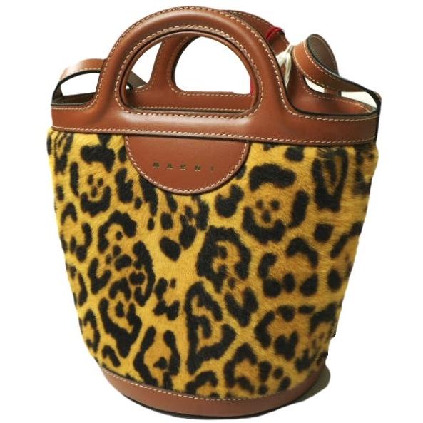 新品 MARNI マルニ 23AW SMALL BUCKET BAG 巾着付き スモールバケットバッグ SCMP0056Q8 LV846 LEOPARD 定価212,300円 Tropicalia ハラコ | 