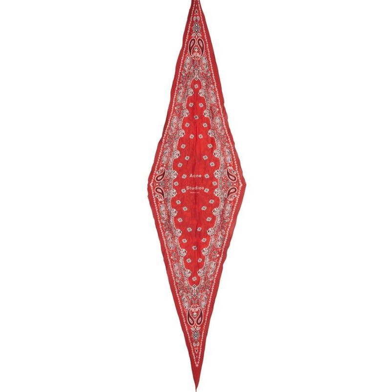 新品 Acne Studios アクネストゥディオズ 20SS VARANA ペイズリープリント コットンシルクポプリンスカーフ RED ストール g19802 |  | 01