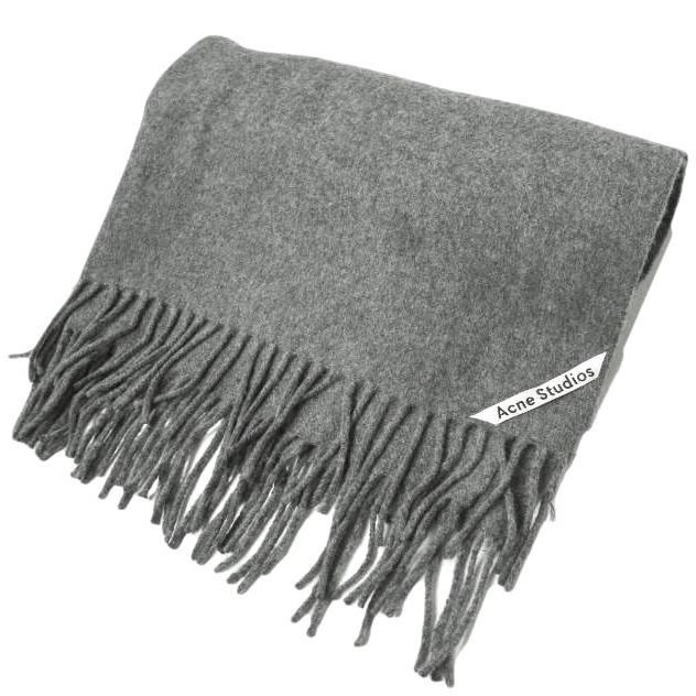 新品 Acne Studios アクネストゥディオズ イタリア製 Canada New フリンジウールマフラー グレー 大判サイズ ユニセックス g19803 | 