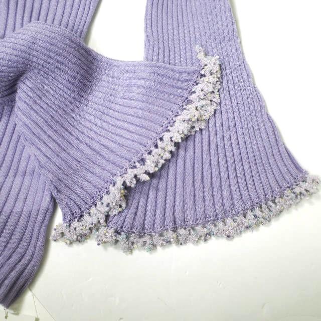 mame kurogouchiビーズフレアスリーブニット