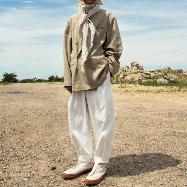 新品 HED MAYNER ヘドメイナー 22SS FALLING BACK DOUBLE BREASTED JACKET オーバーサイズ リネンダブルジャケット XS BEIGE 定価158,400円 |  | 02