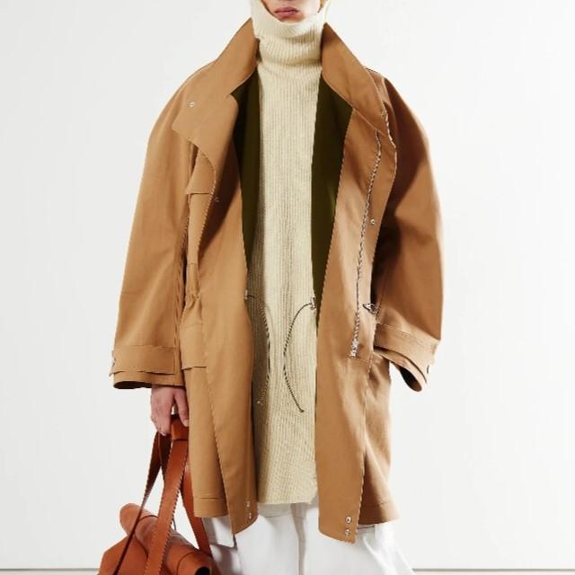 新品 HED MAYNER ヘドメイナー 22AW イタリア製 WATERPROOF RAGLAN PARKA オーバーサイズコート HM00O35 XS CAMEL＆GREEN 定価201,300円の画像