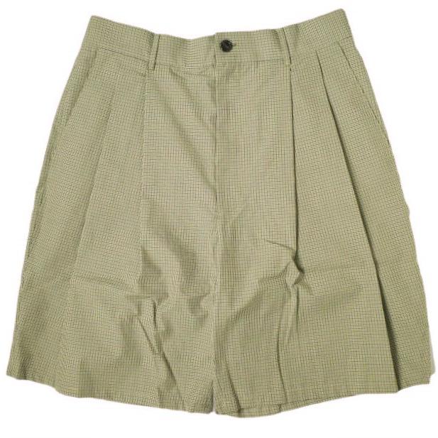 新品 CAMIEL FORTGENS カミエル フォートヘンス 22SS PLEATED SUIT PANTS SHORTS 2プリーツチェックショーツ S CHECK BROWN/GREEN パンツ | 