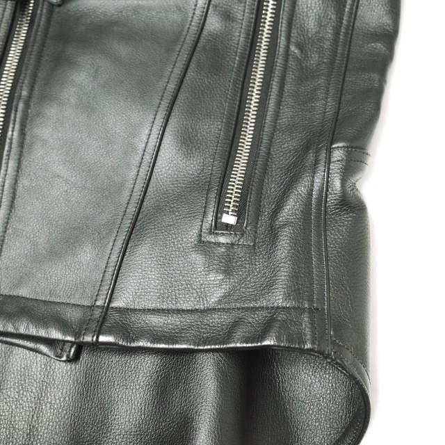 REIJI HARIMOTO レイジハリモト 日本製 カウハイド レザーダブルライダースベスト 151V01900-01 34 ブラック ジレ トップス REIJI HARIMOTO レイジハリモト 日本製 カウハイド レザーダブル