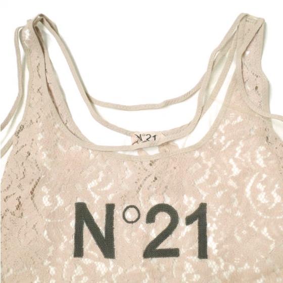 N°21 ヌメロヴェントゥーノ イタリア製 チュール＆レースレイヤード ロゴタンクトップ 15S-F021-4152 36 Beige ノースリーブ Tシャツ |  | 03
