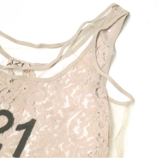 N°21 ヌメロヴェントゥーノ イタリア製 チュール＆レースレイヤード ロゴタンクトップ 15S-F021-4152 36 Beige ノースリーブ Tシャツ |  | 04