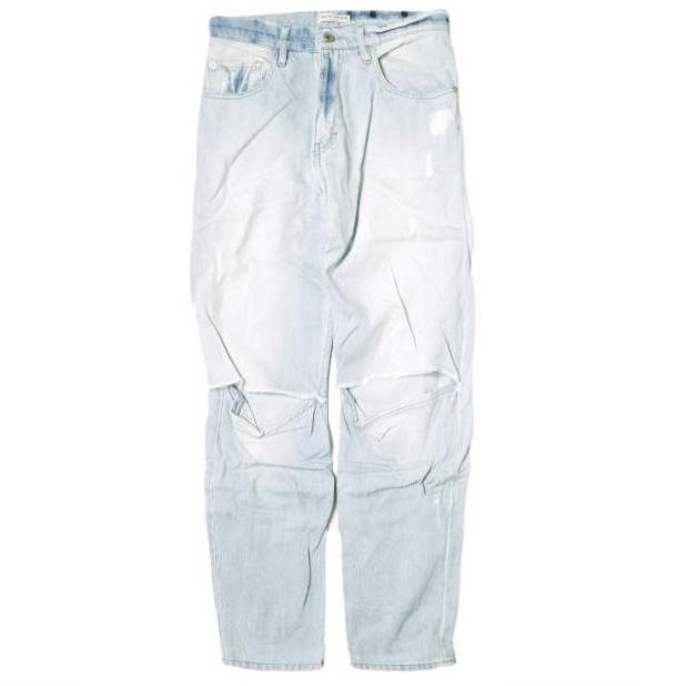 EACH×OTHER イーチアザー ニークラッシュ ブリーチテーパードデニムパンツ S15G16221 25 Indigo 5P ジーンズ ジップフライ ボトムス g19903 | 