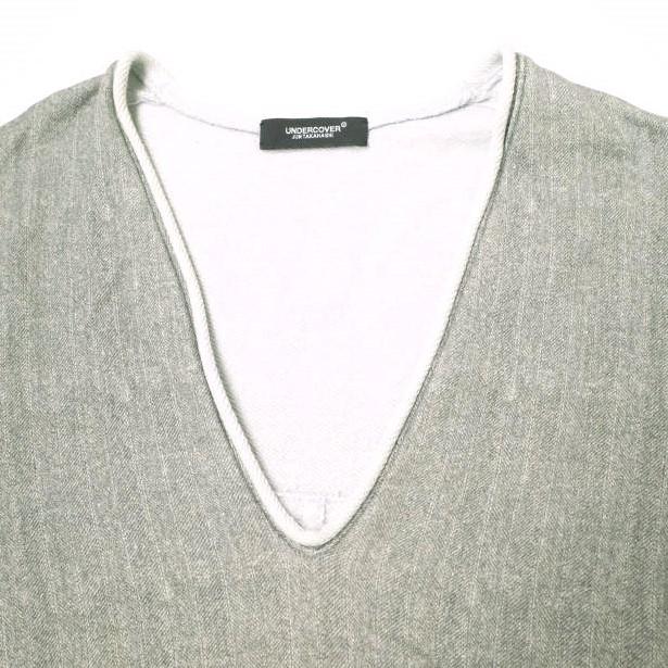 UNDERCOVER アンダーカバー 18SS 日本製 ヘリンボーンウラケ深Vネックプルオーバー UCU1804-1 1 グレー 七分袖 裏毛 スウェット g19913 |  | 03