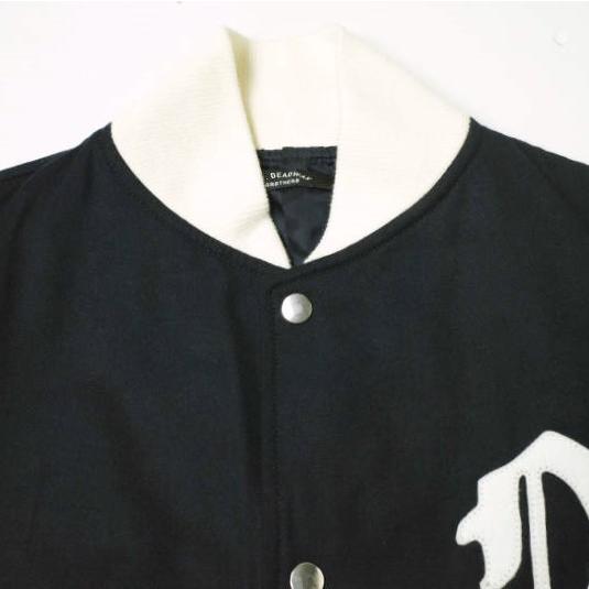 Mr.DEADWAX BROTHERS ミスターデッドワックスブラザーズ STADIUM JACKET 01 袖レザースタジャン Dk.Navy/Brown スタジアムジャケット |  | 03
