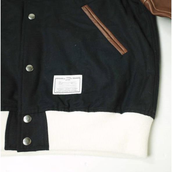 Mr.DEADWAX BROTHERS ミスターデッドワックスブラザーズ STADIUM JACKET 01 袖レザースタジャン Dk.Navy/Brown スタジアムジャケット |  | 04