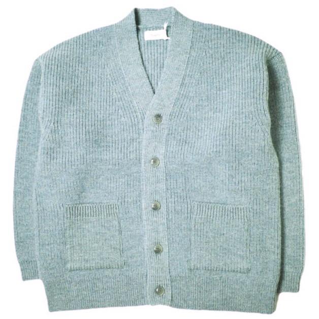 新品 Ernie Palo アーニーパロ 24AW SHETLAND WOOL RIB MIDDLE CARDIGAN シェットランドウールリブニットカーディガン EP08KN01 46 SAX b | 
