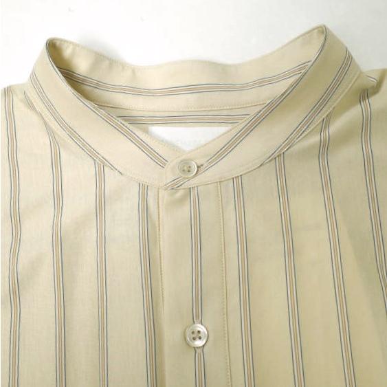新品 KANEMASA PHIL. カネマサフィル 24AW 日本製 46G Atmosphere Stripe No Collar Pulloverノーカラーシャツ KM24A-026 M BEIGE g20077 新品 KANEMASA PHIL. カネマサフィル 24AW 日本製 46G Atmosphere